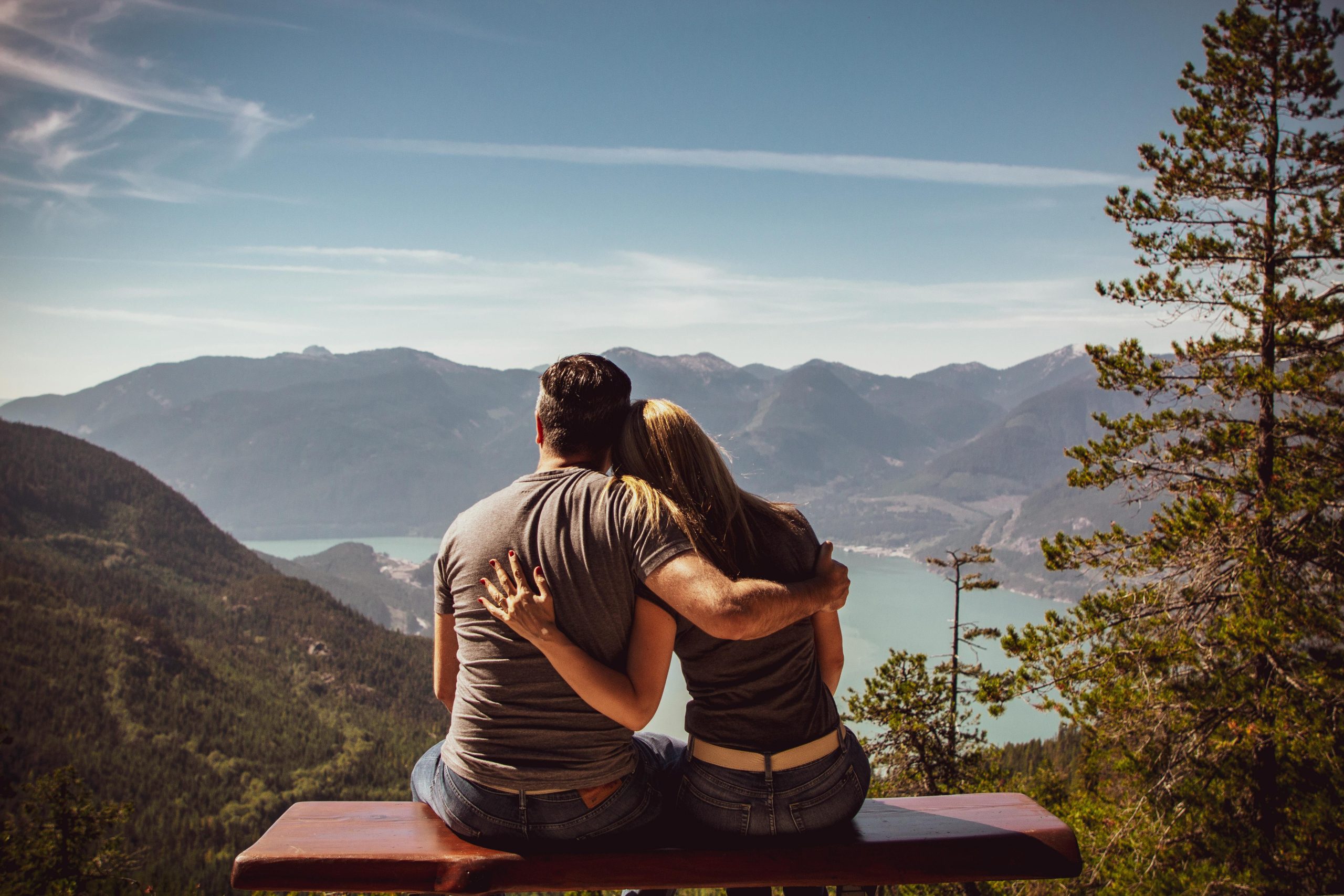 A couple looking over landscape